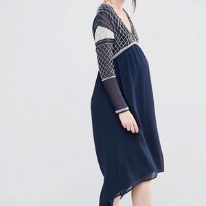 Maternity Beaded Plunge Dress
